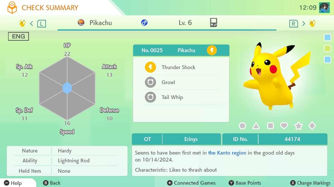 A screen capture of Pikachu from Kanto in the good old days