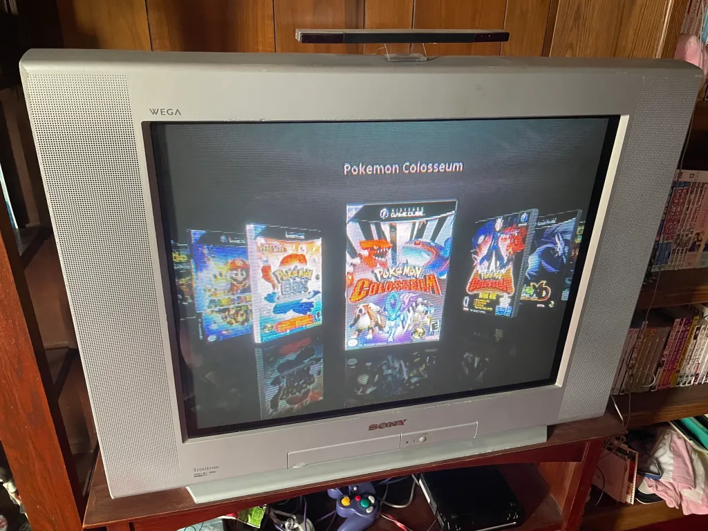 Photo of WiiFlow loaded on a CRT television
