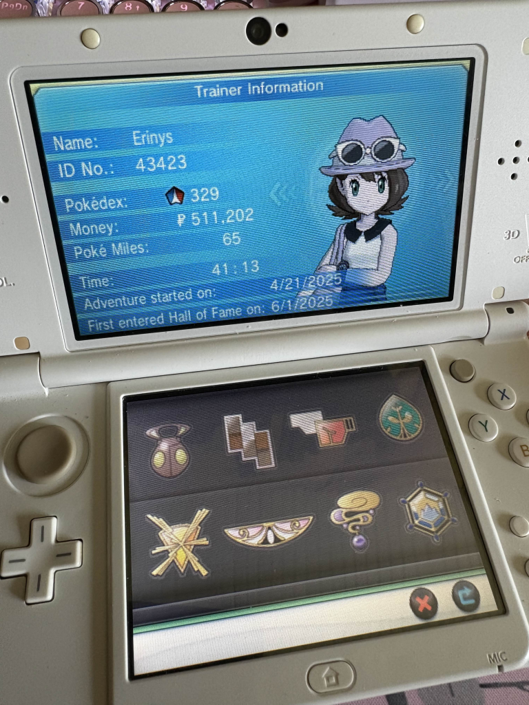 A photo of my trainer information on Pokémon X